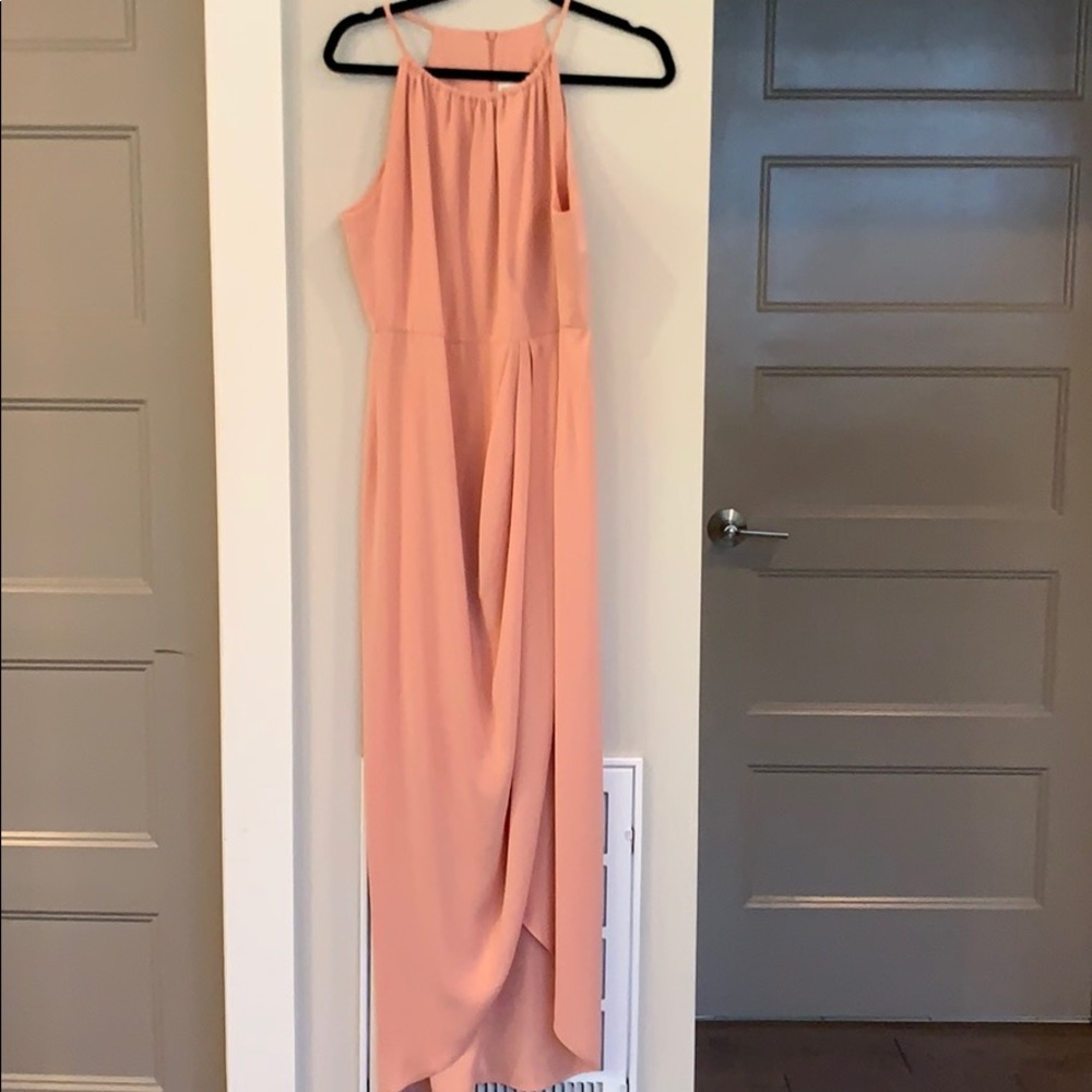 Shona Joy - High Neck Ruched Dress - dusty pink